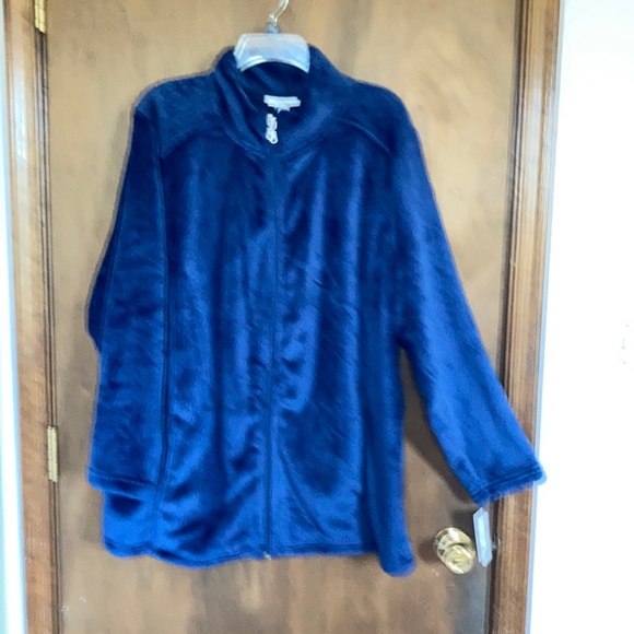 LastCall❌Croft & barrow minky zip front navy blue shirt jacket w pockets size 2X - Picture 4 of 16